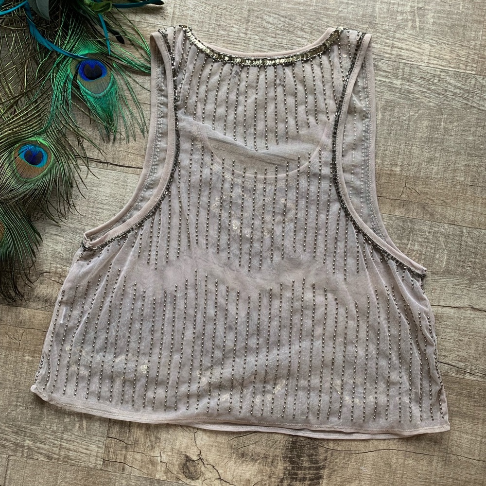 Beaded Tan Crop Top - Picture 5 of 8